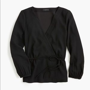J. Crew faux-wrap drapey crepe top